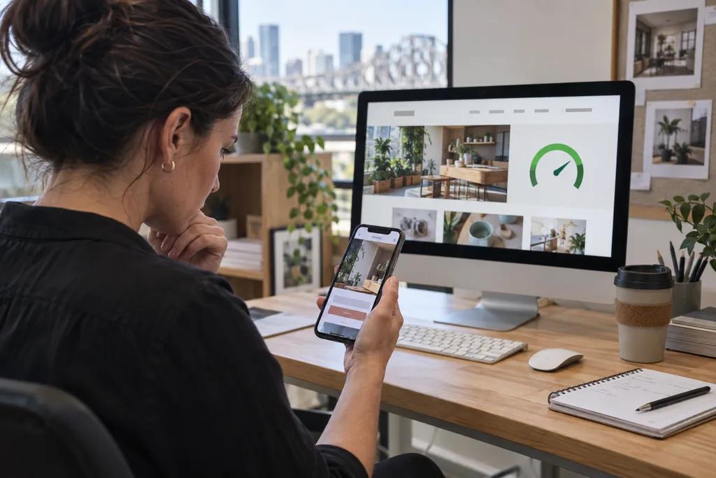 Brisbane business owner testing mobile website performance despite a strong desktop speed score